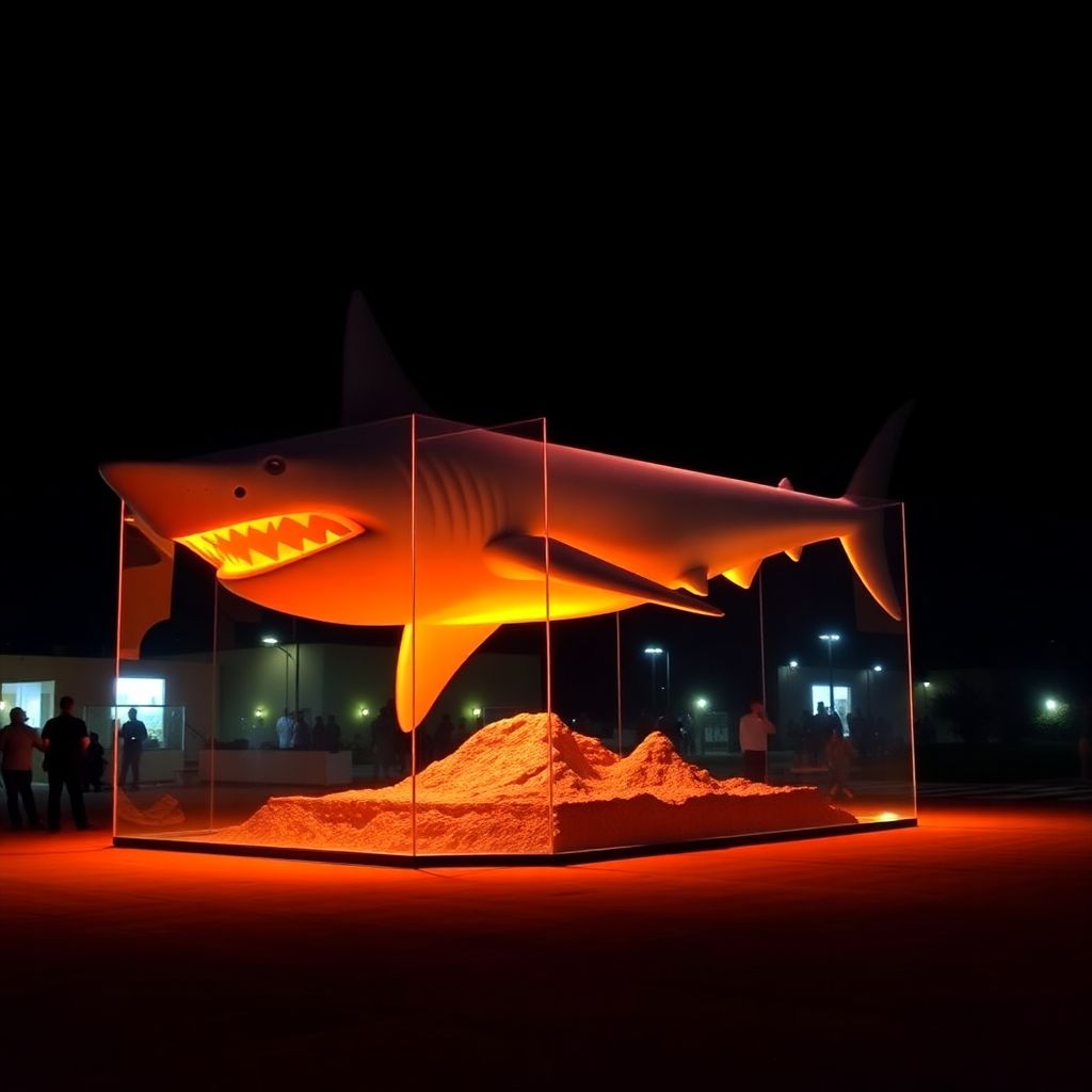Bitcoin shark sculpture challenges wall street bull as new symbol of financial dominance