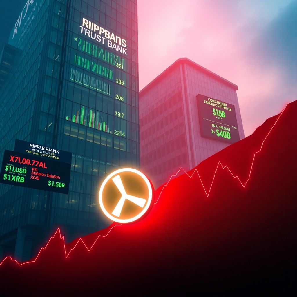 Xrp price risks 20% drop despite ripple banking charter and Etf demand