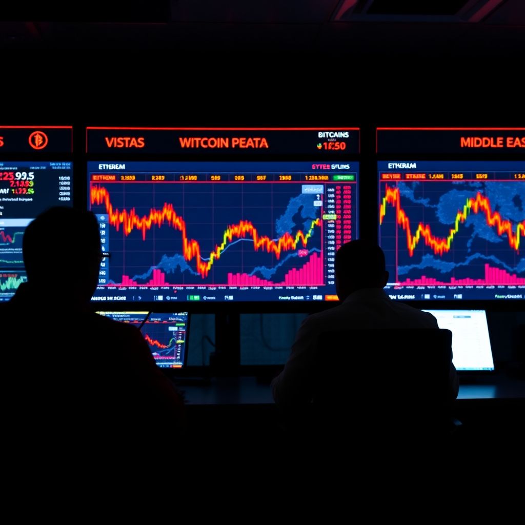 Bitcoin and ethereum fall with Us stocks amid iran conflict jitters